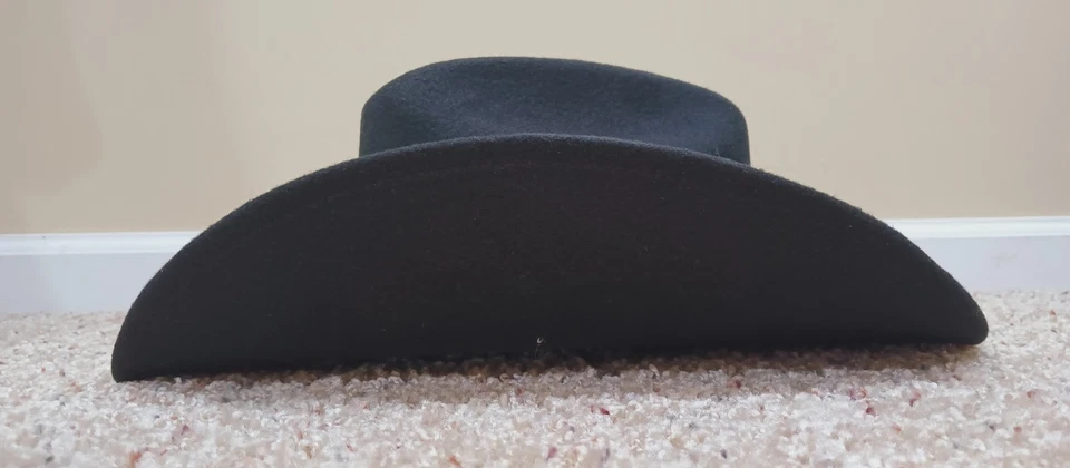 Western Express Black Faux Felt Wide Brim Western Cowboy Hat 7 3/8 - Image 2 of 4