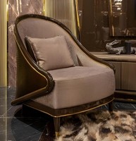 Braun-Beiger Einsitzer Stilvoller Wohnzimmer Lounge Polstersessel