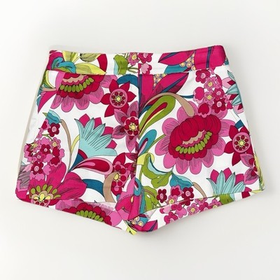 Trina Turk Shorts Women s Size 2 Multicolor Floral Designer Cotton Stretch
