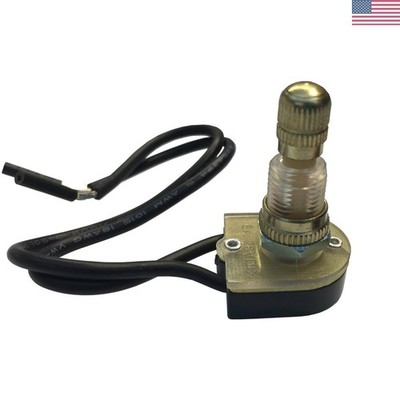 Electrical Rotary Switch, SPST, ON-OFF, 6 A/125V AC, 6 inch Wire Terminal,Brass