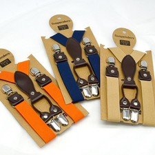 Children 2.5cm Adjustable 4-clip Braces Solid Color Boys/Girls Suspenders Belt