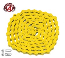 KMC ALTALINE Single Speed BIKE YELLOW Chain 1/2x1/8x112 LINKS Cruiser FIXIE BMX.