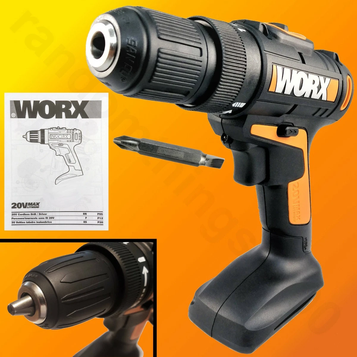  Worx Taladro inalámbrico WX101L de 20 V Power Share