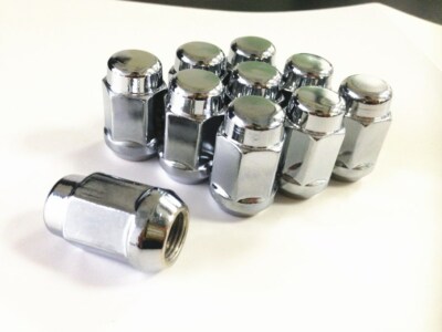 20-Pack Chrome 14x1.5 Cone Seat Lug Nuts - Fits Stock Ford Lincoln Wheels - 60° Conical
