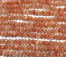 13" SUNSTONE 3.5-4mm Faceted Rondelle Beads NATURAL /L1