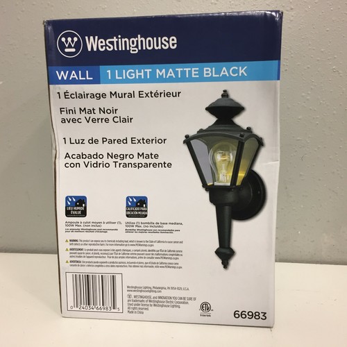 Westinghouse 66983 1-Light Matte Black Wall Sconce - Picture 2 of 5