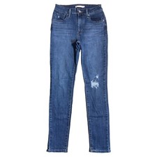 Levis 721 High Rise Skinny Distressed Blue Denim Jeans Womens Tag 26 X 27 Ins