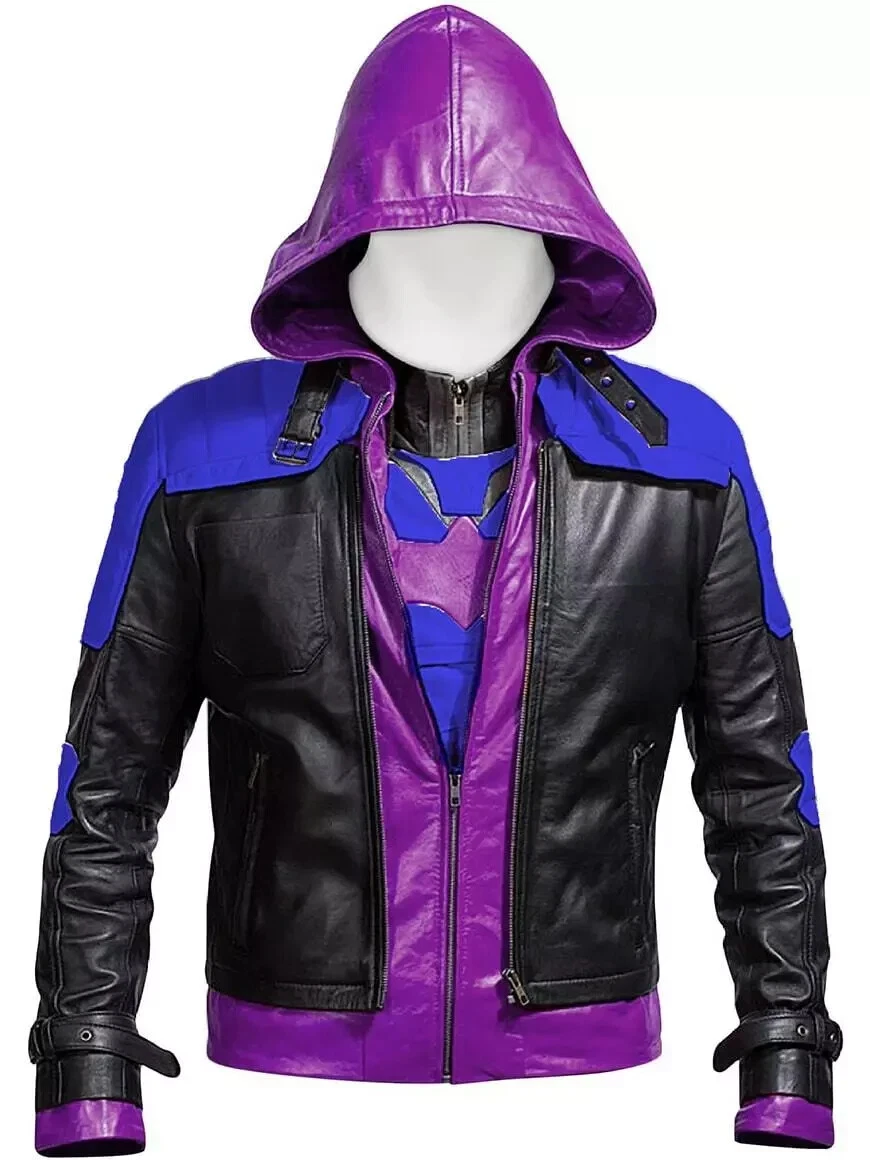 Men's Batman Arkham Nights Jacket + Vest Real Leather Biker Fashion Model Jacket