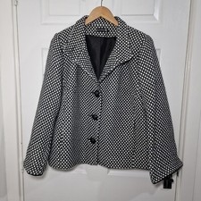 Joanna Hope Jacket Uk 16 Black White Patterned Button Up Classic Short Coat