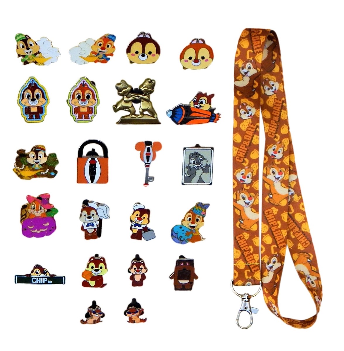 Chip Dale Themed Lanyard Starter Set w/ Disney Park Trading
