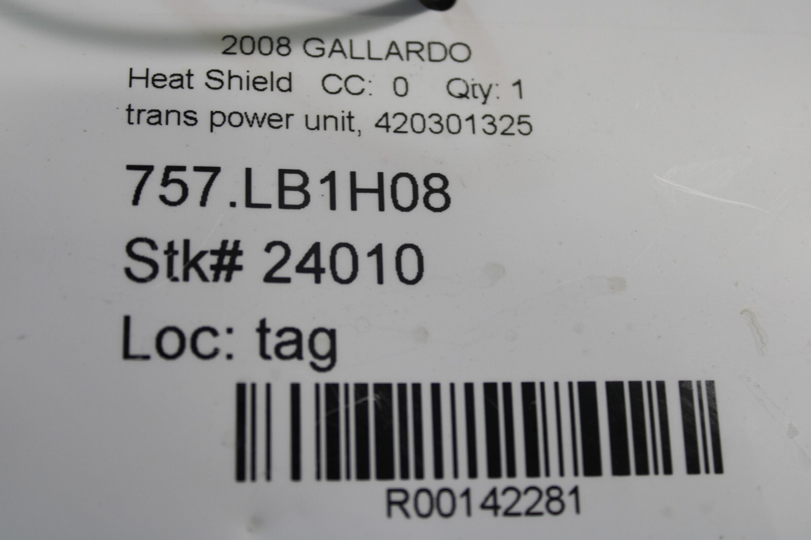 Lamborghini Gallardo LP550, LP560, Power Unit Heat Shield, Used, P/N 420301325