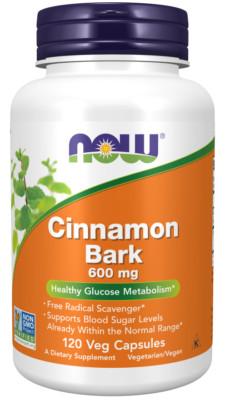 NOW Foods Cinnamon Bark 600 mg 120 Caps Blood Sugar Support 06/27EXP