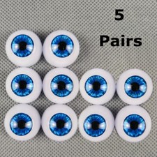 5 Pairs Blue Eyes Half Round Acrylic Eyeballs 20mm for BJD OOAK Reborn Doll DIY