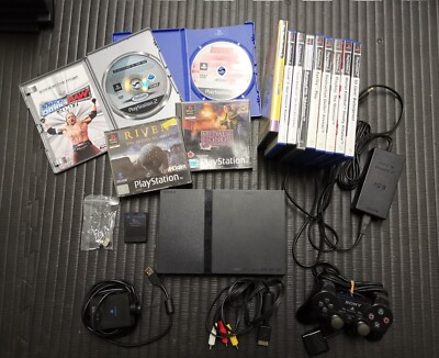 Sony Playstation 2 PS2 Slim SCPH 70004 - Mega Bundle - Eyetoy - Memory Card