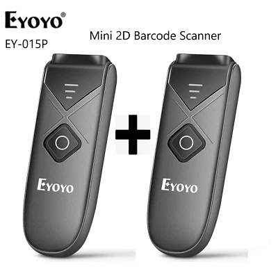 2* Eyoyo Wireless Barcode Scanner Mini 1D 2D QR Barcode Reader 2.4GHz with USB