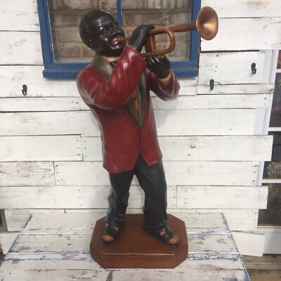 Large Jazz Trumpet Player Statue Louis Armstrong New Orleans Musician Figurine Ebay