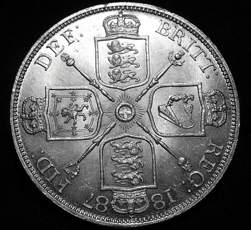 Великобритания 1887 двойной флорин римский 1. Превосходное состояние товара 61-759 - Изображение 2 из 4