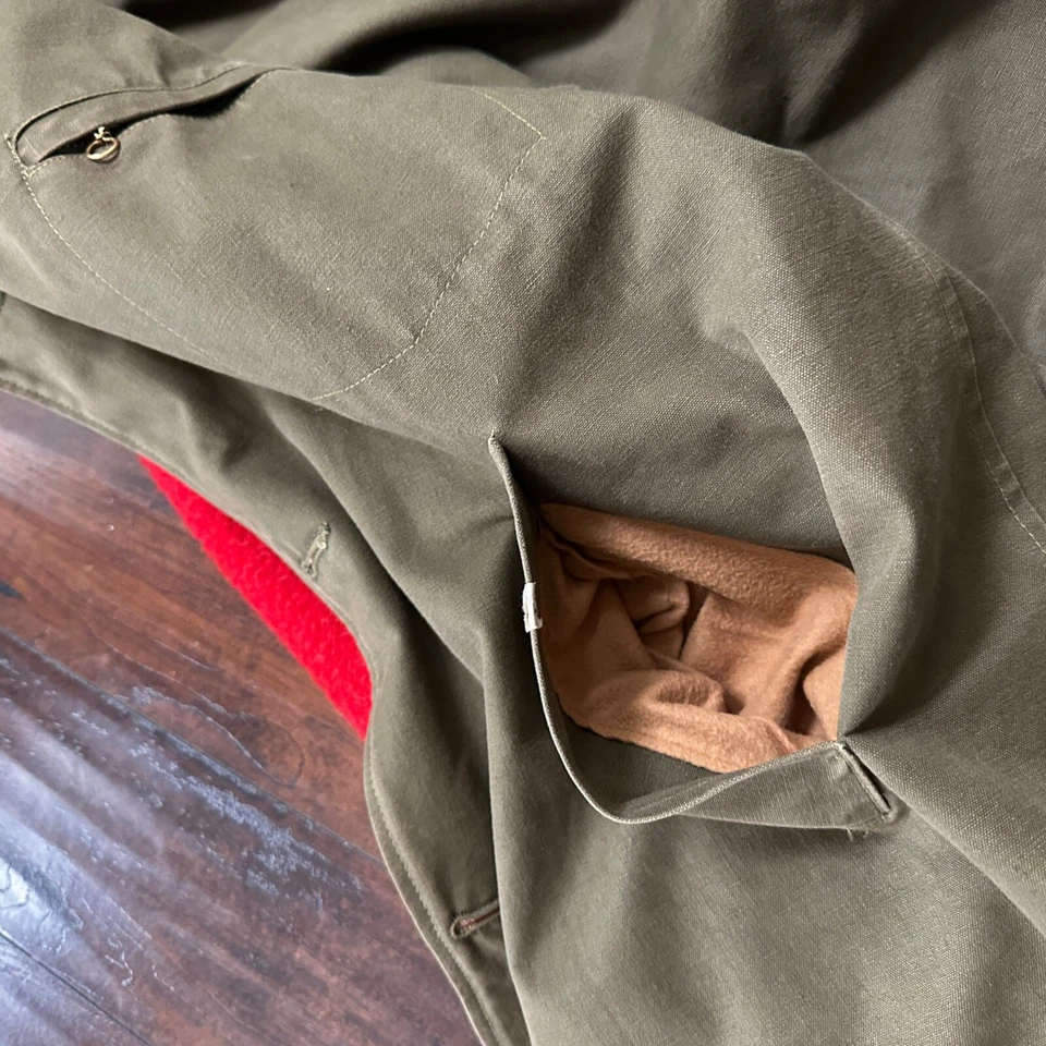 VTG 40s 50s Wool Western Coat Jacket Rockabilly Red Military Green WWII RARE - Image 4 of 4