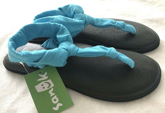 NWT! Sanuk Yoga Sling Ella Heather Blue Sandals Flip Flops Shoes Sz 7 8