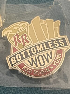 RR Red Robin BOTTOMLESS fries Soda WOW YUM! Restaurants Lapel Pin Rare Vintage