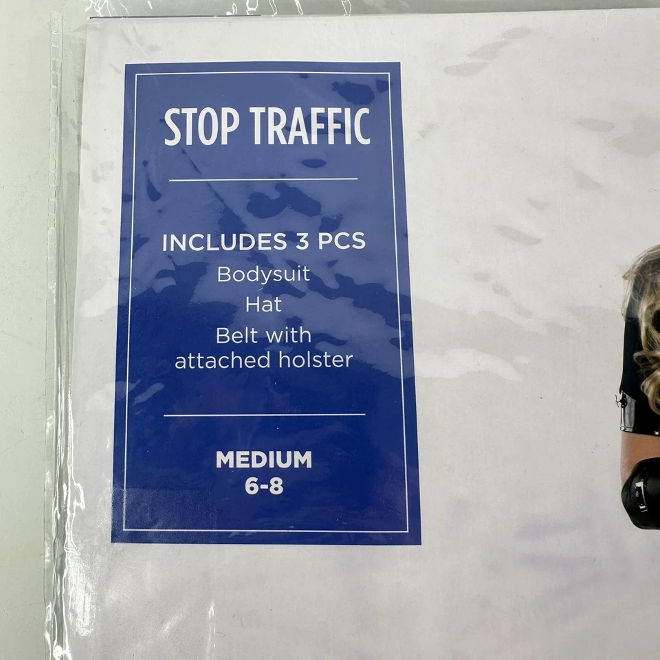 Sexy Disfraz de Mujer Policía Mediano 6-8 Conjunto de Tres Piezas Traje Detener Tráfico Traje Foto 4 de 4