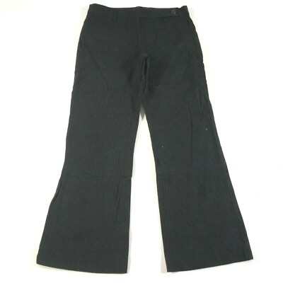 Derek Lam Kleid Hose Damen 4 Schwarz-Grau Gestreift Wollmischung Breit Bootcut