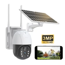 Sansco WiFi Outdoor Solar PTZ Security Camera 3MP Security Wireless 2-Way Audio