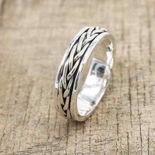 Fidget Ring, Anxiety Ring, Sterling Silver Ring, Twisted Wire Spinner ,All size