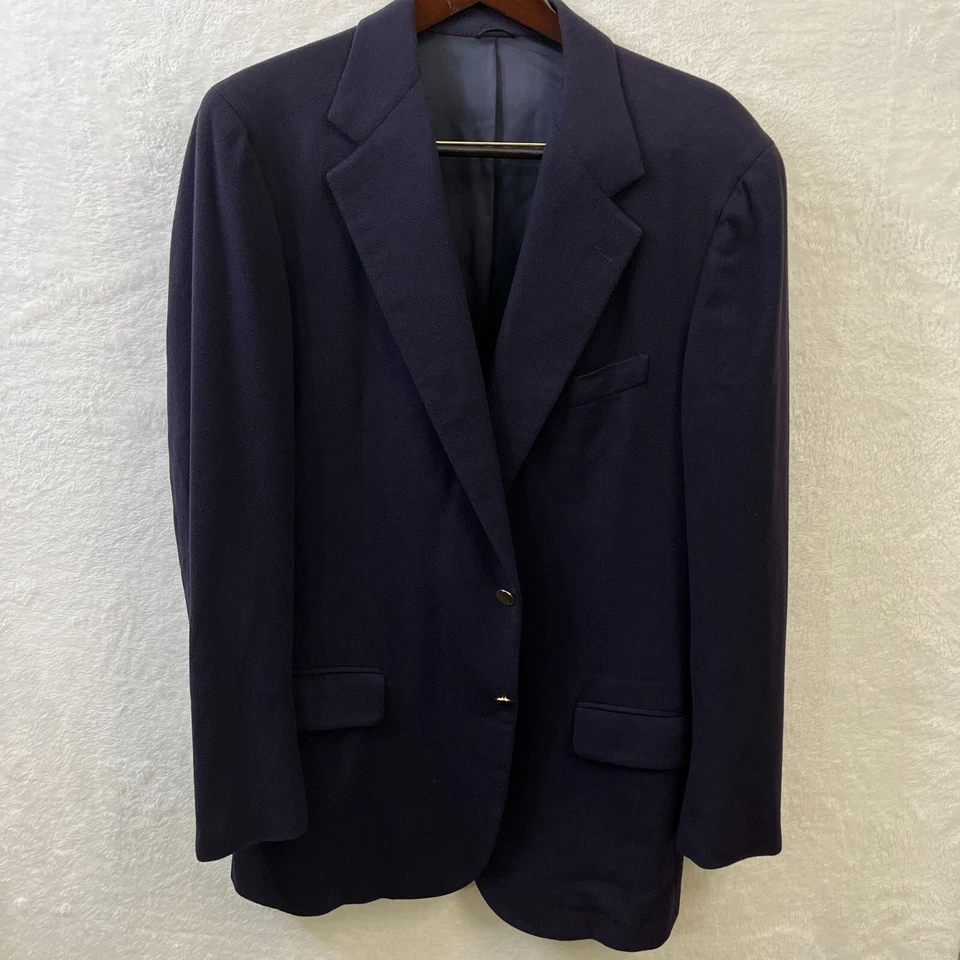 Paul Stuart Mens Blazer 42L Navy Blue 100% Cashmere 2 Button Jacket - Image 2 of 4