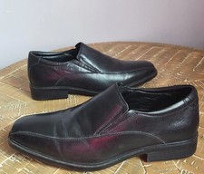 Hush Puppies Mens Black Leather Slip on Loafer Shoes Size US 10