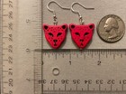 RED DYED HOWLITE LEOPARD CAT FACE BEAD EARRINGS with SS Ear Wires CHEETAH JAGUAR — photo 3