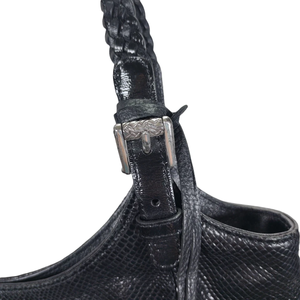 Bolso de Mano Brighton Cartera Negro Simulado Serpiente Correas Trenzadas Bolso de Hombro Foto 2 de 4