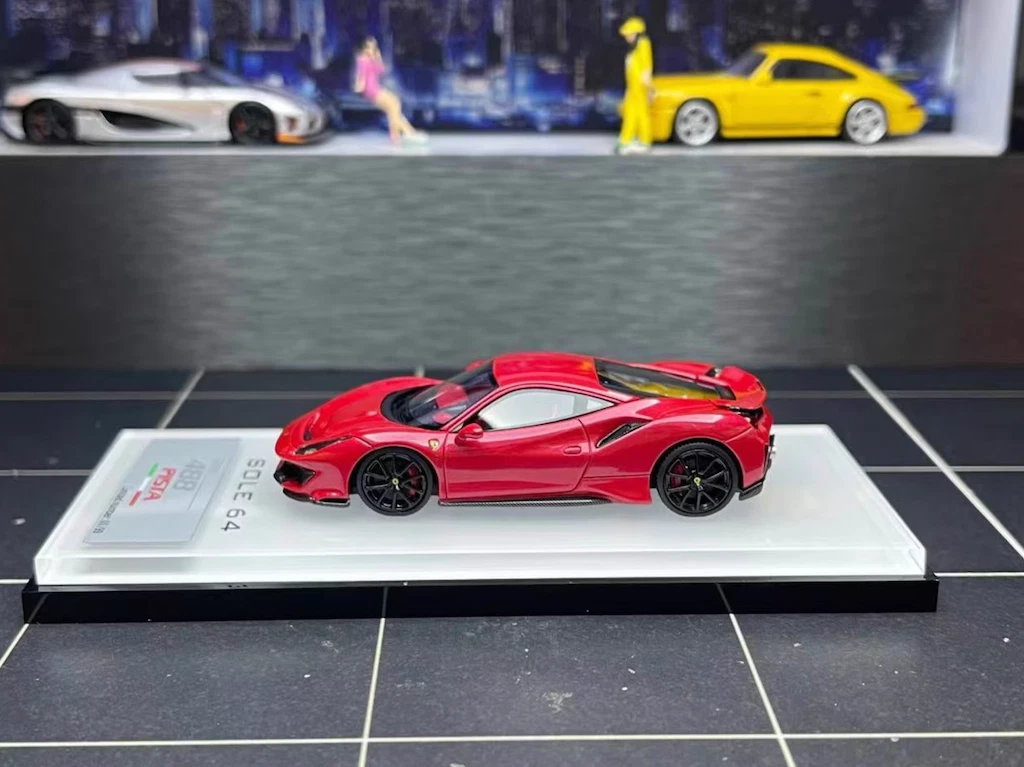 RW 1:64 Red 488 Pista Hard Top Super Racing Sports Model