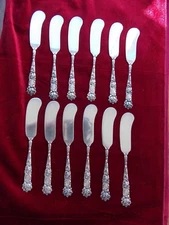 Bridal Rose by Alvin Sterling Silver Butter Spreader Flat Handle 5" w/ Monograms