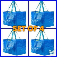 4 Pack Extra Large FRACTA IKEA Shopping Bag Blue Sturdy Laundry Grocery