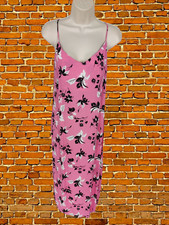BNWT WOMENS M&S SIZE UK 10 PINK BLACK FLORAL MIX LONG MAXI SPAGHETTI STRAP DRESS