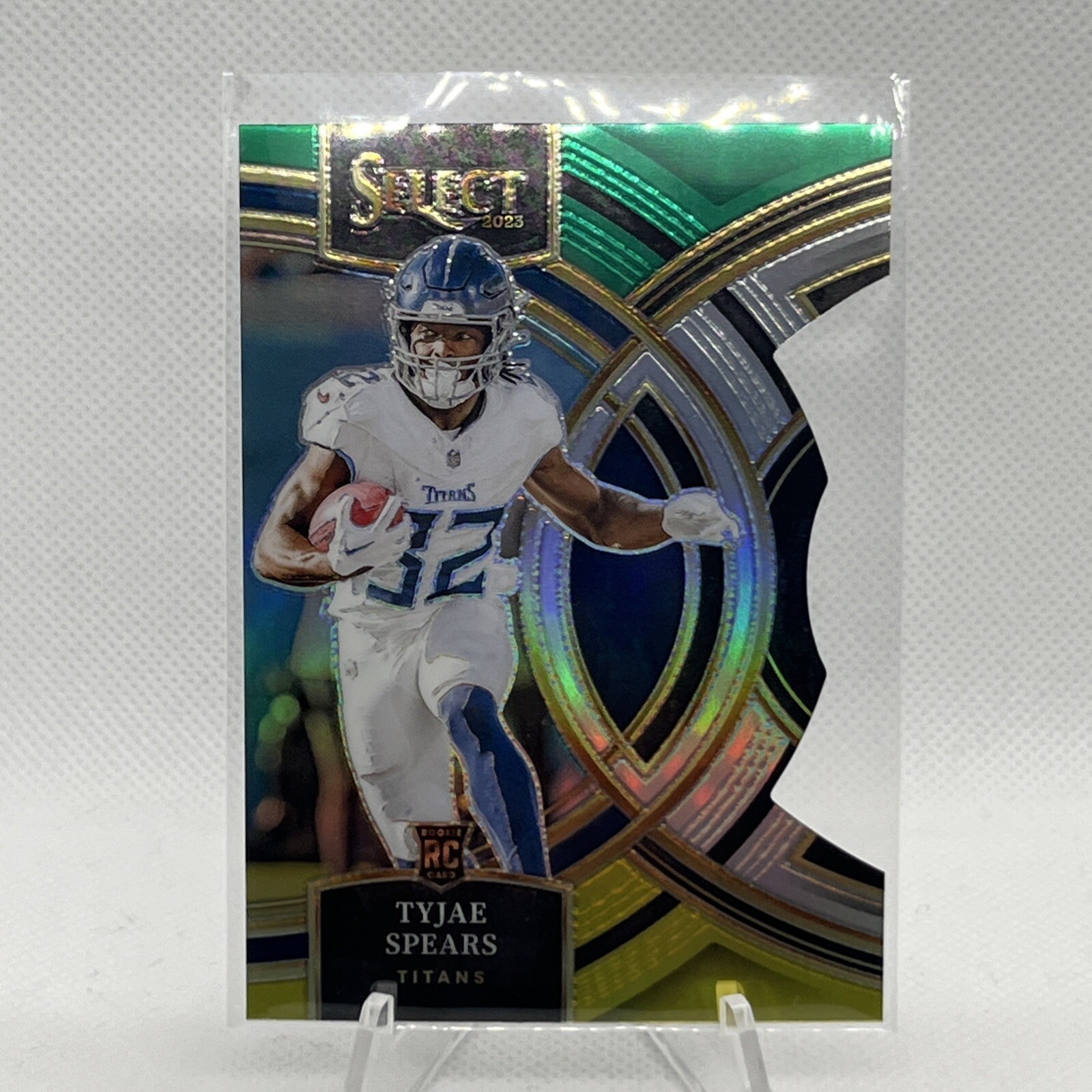 2023 Select - Premier Level Green & Yellow Prizm Die-Cut #172 Tyjae Spears (RC)