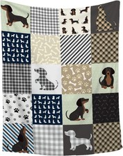 New Dachshund Wiener Dog Blanket Lightweight Cozy Flannel Fleece Queen 80" x 60"