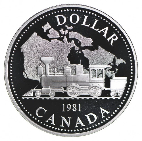 1981 Transcontinental Railroad Canada Silver Dollar Proof
