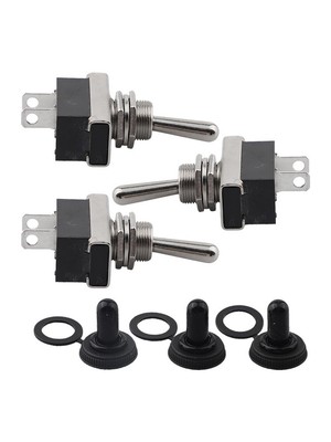 3 Pcs Two Way Switch, Toggle Switch 12V 25A  2 Pin Switch with Waterproof Cover