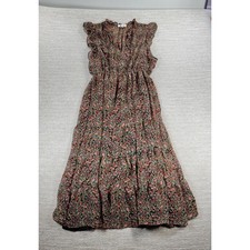 BB Dakota Steve Madden Floral Dress Size L Tiered Midi Sheer Boho Ruffle Lined