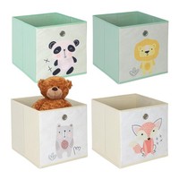 Aufbewahrungsboxen Kinder 4Er Set, Faltboxen Tier-Motive, 30X30X30 Cm, Textil,