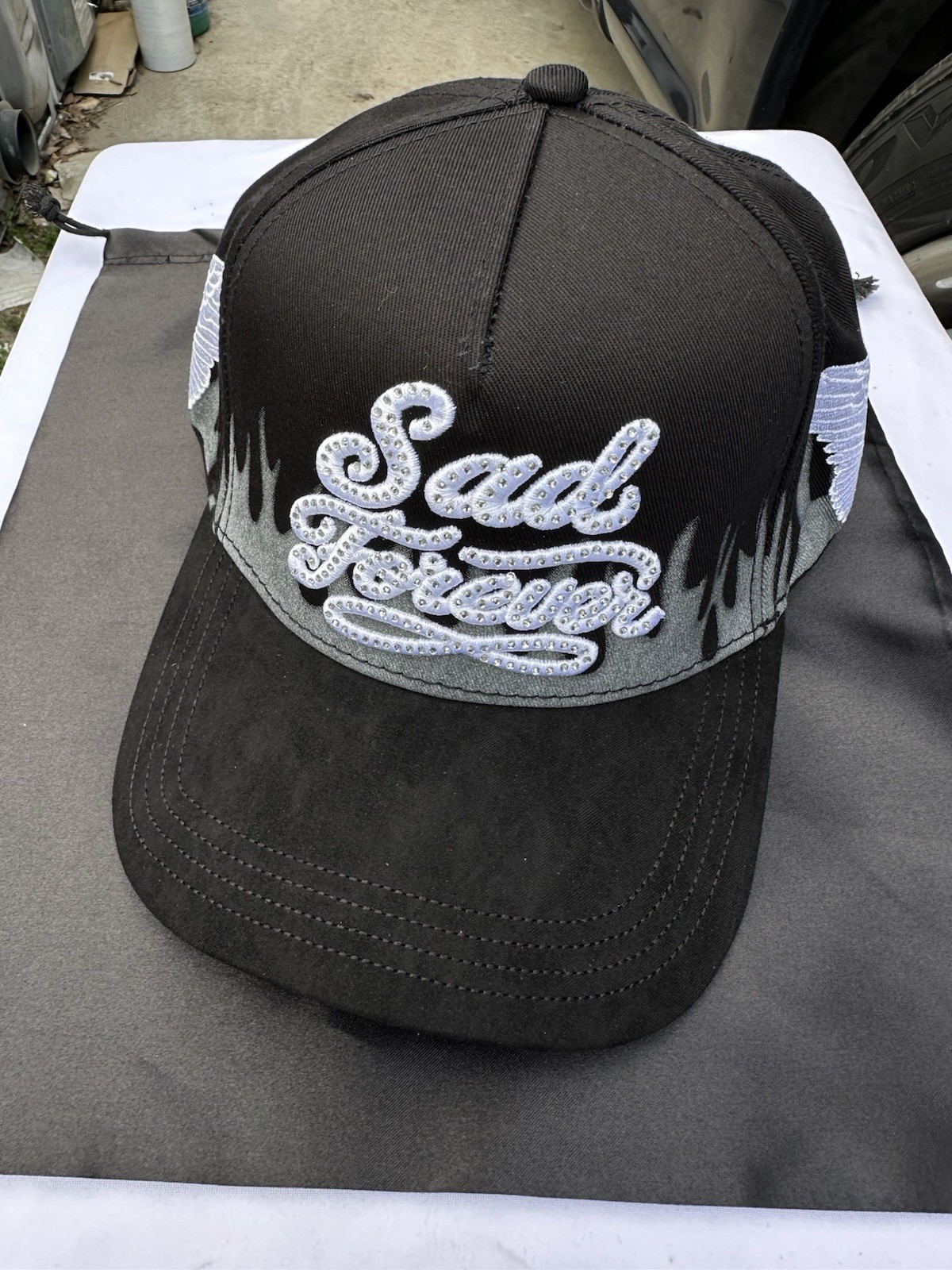 Sombrero Danny Gorra Correa Espalda Niño Triste Negro Blanco Ajustable Hombre Informal Sombrero