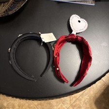 Red Valentine's Day and Black with White Pearls Headbands for Women.