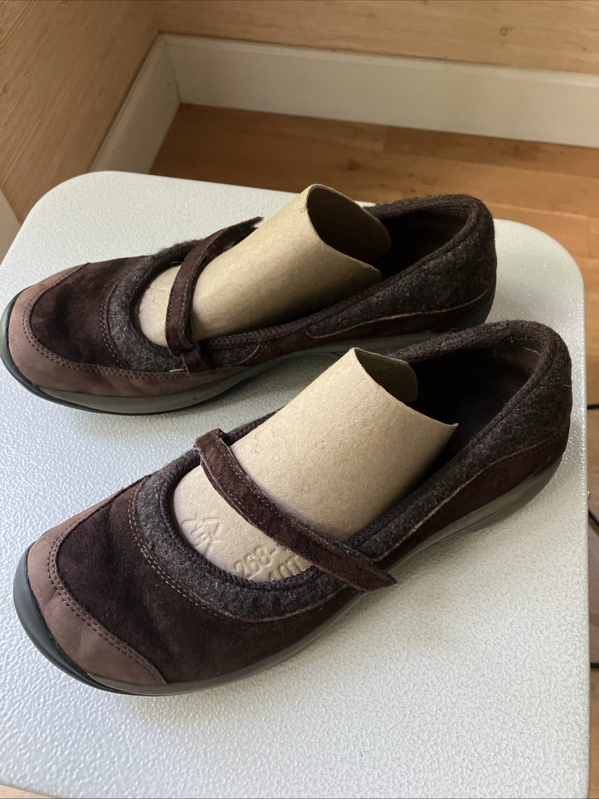 Merrell Encore Emme Ortholte 9 scarpe donna marroni scamosciate lana Mary Jane comode