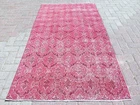 Vintage Turkish Area Rugs, Handmade Floor Carpet, Pink Rug Wool Boho Rug 45"x79"