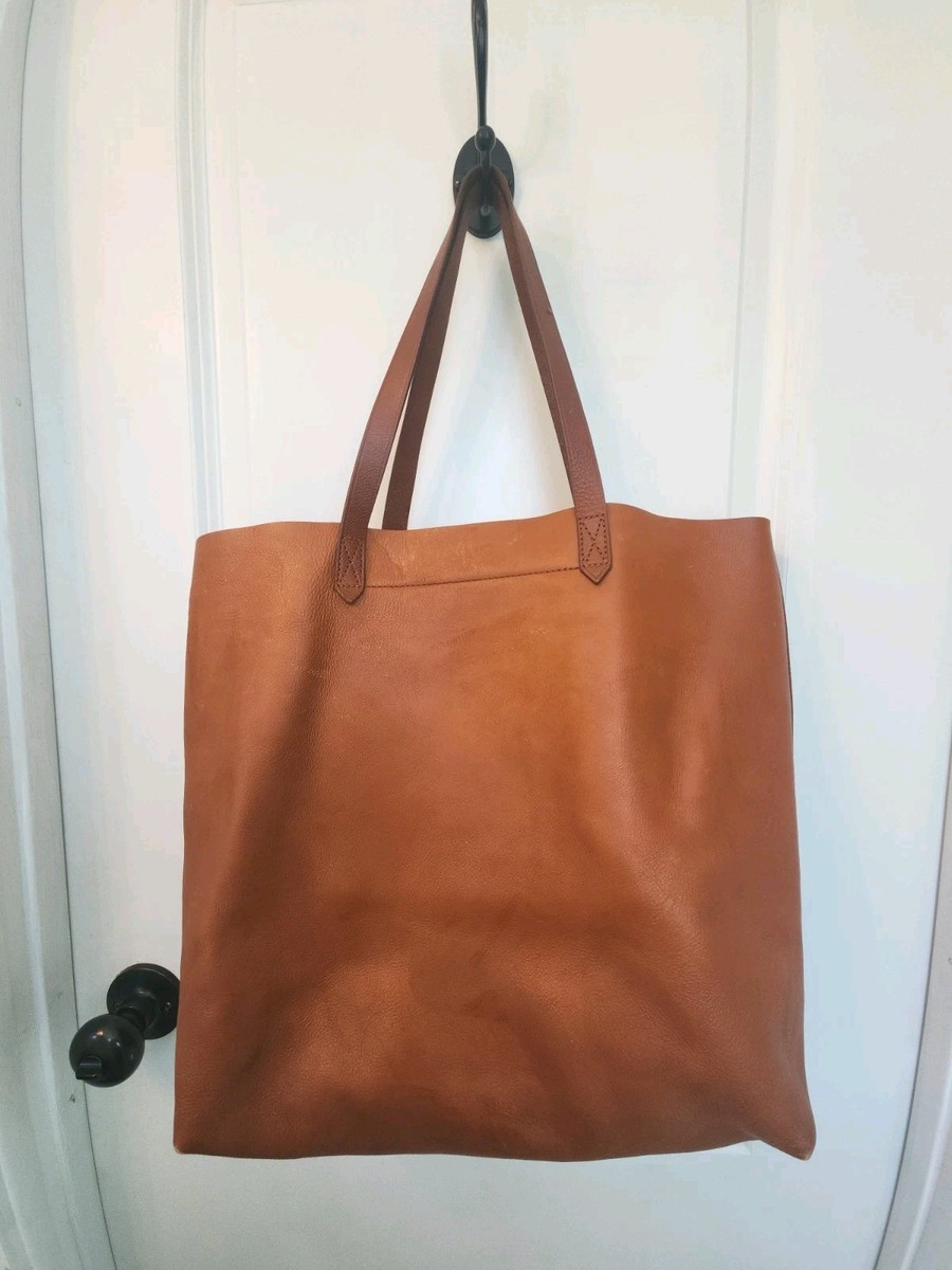 Madewell Large Leather Purse The Transport Tote Shoulder Bag Brown