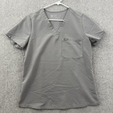FIGS Scrub Top Women  s Small Gray Technical Collection V-Neck Medical Uniform
