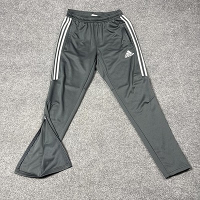 Adidas Track Pants Mens Medium Gray ClimaCool Knit Ankle Zip Soccer Athletic