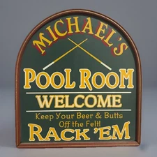 Personalized “Michael’s Pool Room” Sign Vintage Game Room / Man Cave Decor